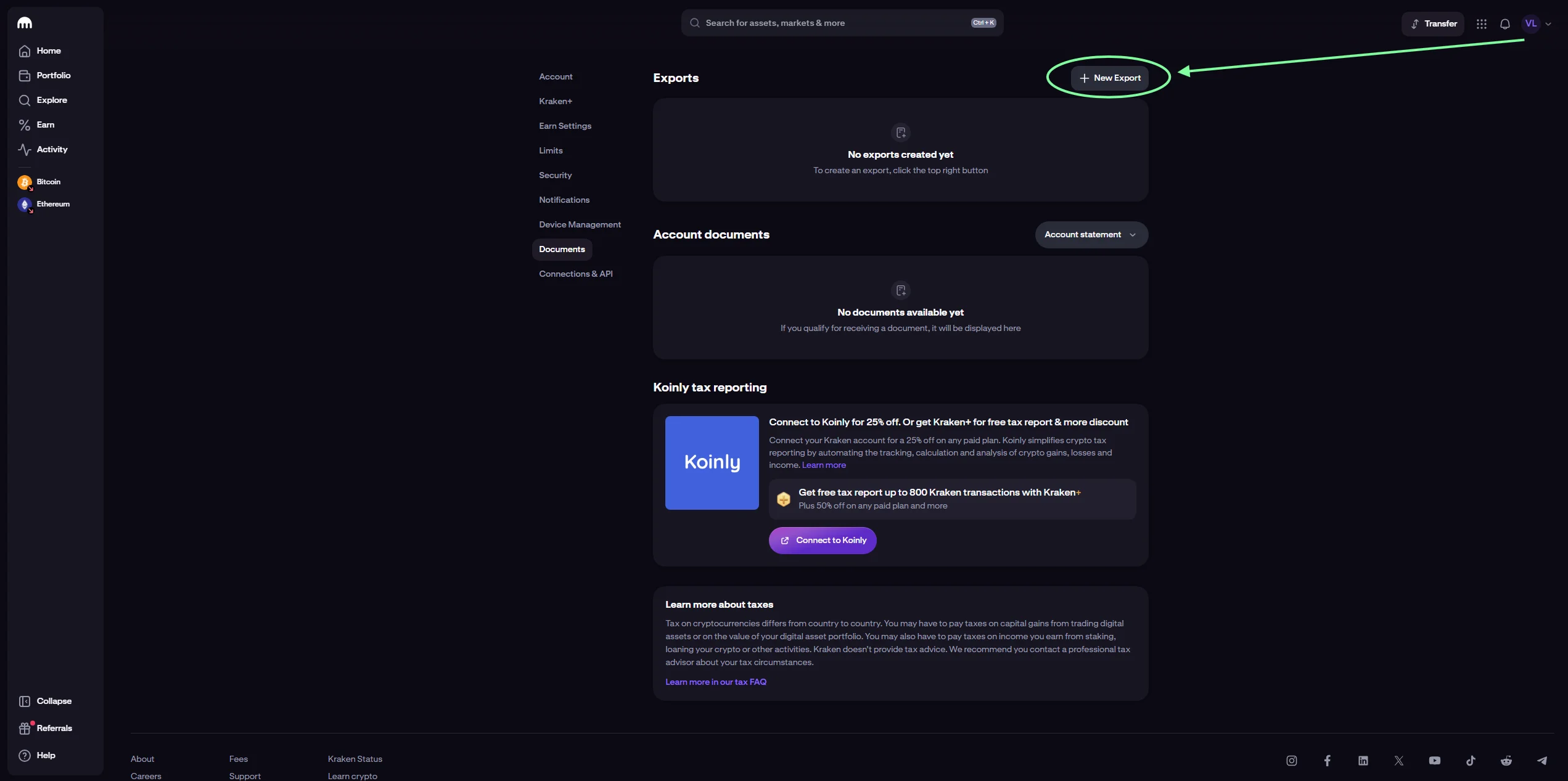 Paso 3a: Click en New Export