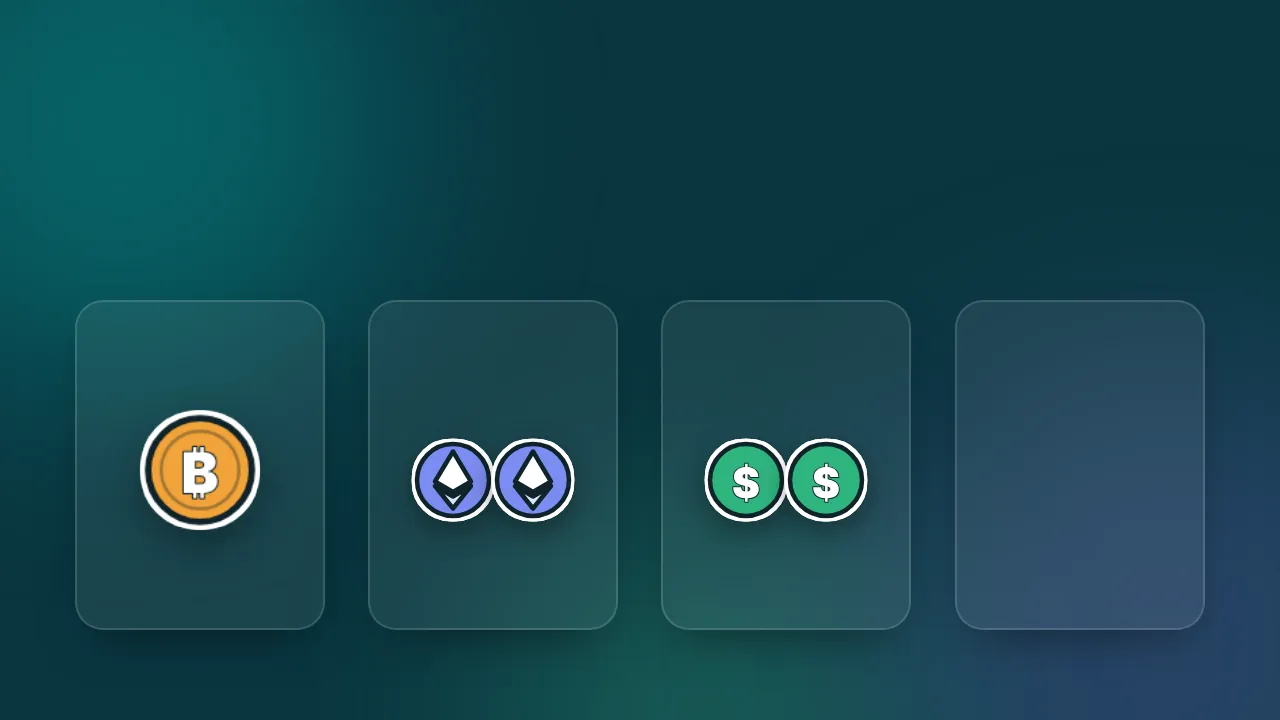 Animación: distintas criptomonedas se ordenan en cuatro grupos, bitcoin, plataformas como Ethereum, stablecoins y memecoins, y las memecoins se desinflan y caen